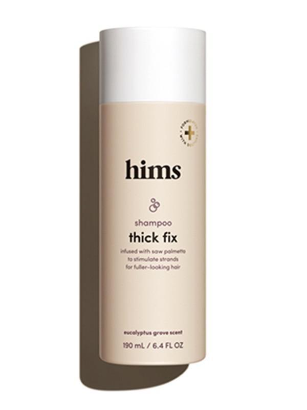 hims thick fix shampoo (6.4 fl oz) · Hims Shampoo is a good friend to have if you don't want your hair to wave the white flag in surrender. It’s loaded with saw palmetto to target DHT, a hormone that can contribute to hair loss. That means your hair can appear thicker and healthier.