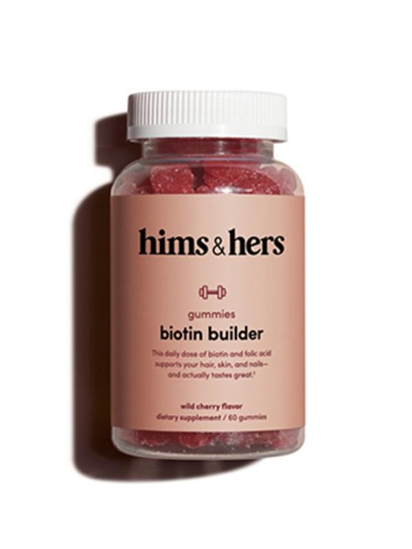 hims & hers biotin builder gummies (60 count) · This is a holistic supplement formulated with essential vitamins and enriched with biotin and
folic acid. Support your daily grind and nourish the health of your hair, skin, and nails