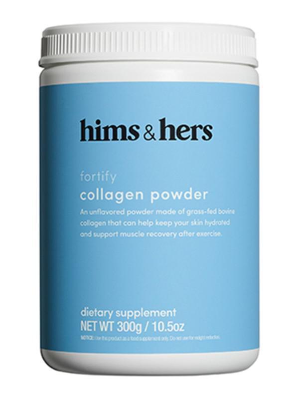 hims & hers fortify collagen powder (10.5 oz) · This gluten-free collagen powder packs a powerful punch. Not only does it help to keep your hair, skin and nails hydrated,
but it can help promote joint and tendon health—and support muscle recovery after workouts, too. 