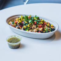 FAB CHICKEN - Signature · All-natural grilled chicken accompanied with corn and squash, green mild and finished with z...