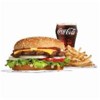 Famous Star® with Cheese Combo  · Charbroiled all-beef patty, American cheese, lettuce, tomato, sliced onions, dill pickles, s...