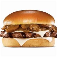 Mushroom & Swiss Angus Burger · Charbroiled Third Pound 100% black angus beef patty, topped with melted Swiss and finished w...