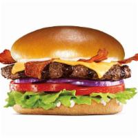 Bacon & Cheese Angus Burger · Charbroiled Third Pound 100% black angus beef patty, crisp bacon, melted American cheese, to...
