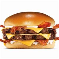 Monster Angus Burger  · Charbroiled Third Pound 100% black angus beef patties, 4 strips of bacon, 3 slices of melted...