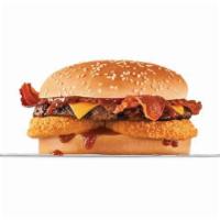 Western Bacon Cheeseburger®  · Charbroiled all-beef patty, two strips of bacon,  American cheese, two crispy onion rings an...