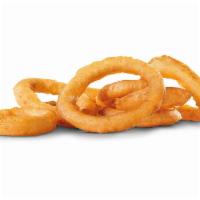 Breaded Onion Rings · Thick-sliced onion rings, breaded, and cooked up crispy and golden brown.