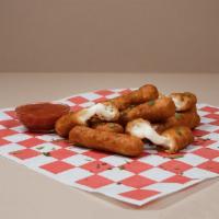 Mozzarella Sticks · Loaded with creamy mozzarella cheese and cooked to order. Delish!
