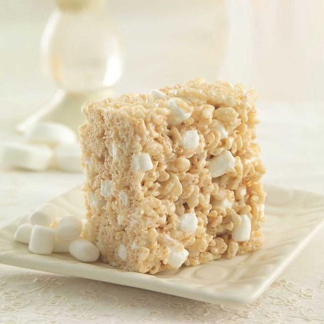 Sweet Street Chewy  Marshmallow Rice Crispy Bar (Gluten Free) · Homemade marshmallow cream gets folded with gluten free crispy rice puffs and mini marshmallows. Just a touch of the butter gets browned, but enough to bring up a subtle caramel note. A hint of sea salt makes it all come alive.
