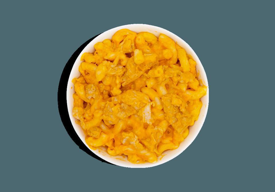 Signature Recipes - Buffalo Chicken Mac & Cheese · Contains: Chicken Steak, Buffalo Sauce *contains egg*, Mac & Cheese Base