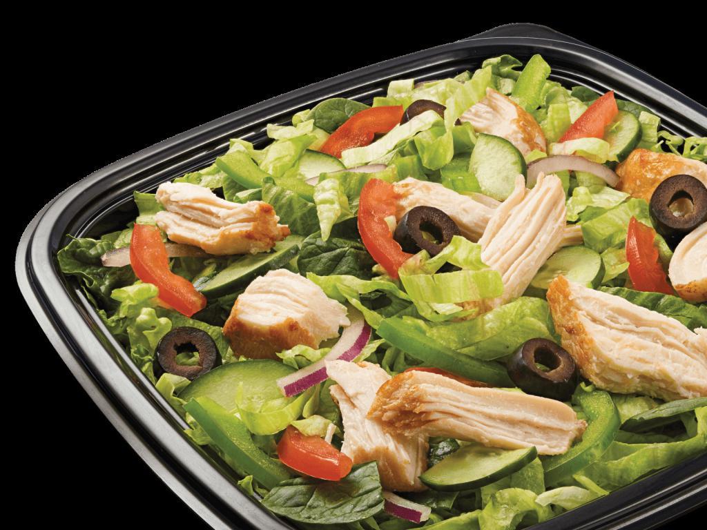 Rotisserie-Style Chicken Chopped Salad · It's alright to flip out over our new chicken. The new Rotisserie-Style Chicken Sandwich is made with tender, hand pulled all white meat chicken, raised without antibiotics.