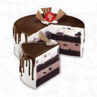 Tall, Dark & Delicious Cake · Layers of moist devil's food cake, sweet cream ice cream with brownies and chocolate ice cre...