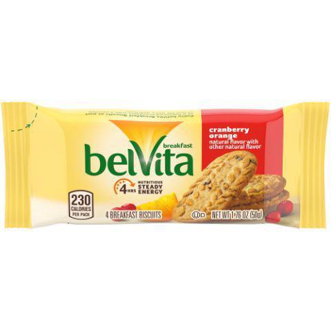 Belvita Cranberry Orange 1.76oz · Lightly sweetened crunchy biscuits with hints of cranberry and orange flavors.