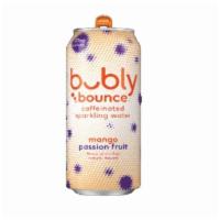Bubly Bounce Mango Passion Fruit 16oz · No calories. No sweeteners. All smiles.