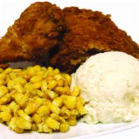 Chicken Plate · Choose 2pc Fried Chicken, Baked Chicken or Chicken Tenders and add two sides.