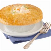 Signature Chicken Pot Pie · Individual pot pie filled with all white breast meat and creamy filling.