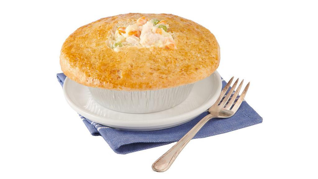 Signature Chicken Pot Pie · Individual pot pie filled with all white breast meat and creamy filling.