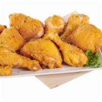 10 Piece Hand Breaded Dark Meat Fried Chicken (5 Legs & 5 Thighs) · A variety of legs and thighs, hand breaded, crispy, and ready to fly onto your plate.