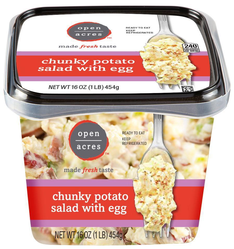 16 oz. Open Acres Chunky Potato Salad with Egg · Delicious homestyle potato salad with eggs, perfect for any barbecue, picnic, or potluck.