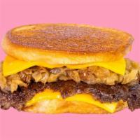 Karl's Deluxe · A patty melt served Karl’s Style with a crispy seasoned beef patty, caramelized onion & chee...