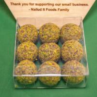 Pistachio Lovers (9 balls box)  · Ingredients: Date Paste (100% Pressed Dates), Unsalted Peanut Butter (Peanuts), Ground Raw P...