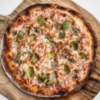 Gluten-Free Philly Pizza - Hot · Roasted green peppers, caramelized onions and hot housemade Italian sausage.