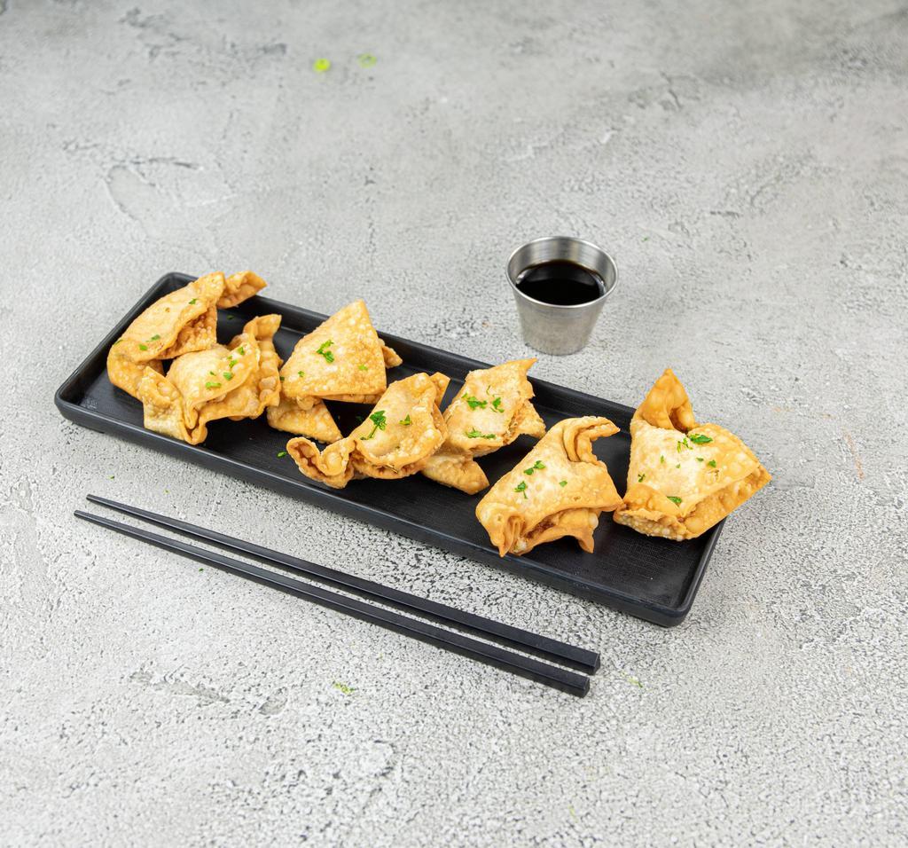 7 Pieces Crab Rangoon · Fried wonton wrapper filled with crab and cream cheese.