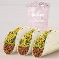 3 Soft Tacos Combo · Served with a drink and 3 beef tacos.