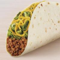 Soft Taco · A warm flour tortilla filled with seasoned beef, crispy lettuce and shredded cheddar cheese.