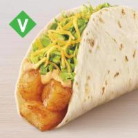 Spicy Potato Soft Taco · A flour tortilla filled with crispy potato bites, lettuce, real shredded cheddar cheese, and...