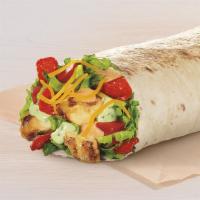 Chipotle Ranch Grilled Chicken Burrito · Grilled chicken, fiesta strips, avocado ranch sauce, creamy chipotle sauce, lettuce, tomatoe...