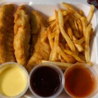 Chicken Tenders with Fries Combo · 3 crispy chicken tenders, French Fries and 1 Small Can Drink. 
Comes with 1 sauce. Pick your...
