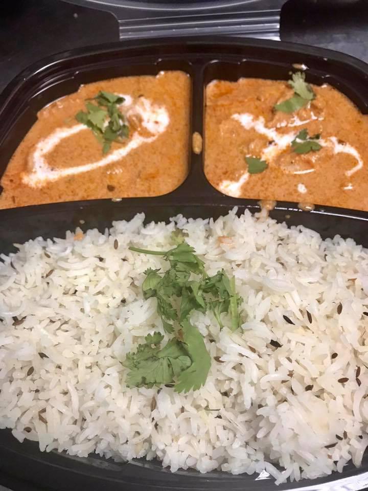 Indian Combo · Entree of the day (butter chicken or spicy chicken curry) with rice.