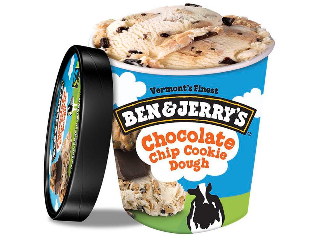 Ben & Jerry’s Chocolate Chip Cookie Dough Ice Cream Pint · Vanilla Ice Cream with Gobs of Chocolate Chip Cookie Dough