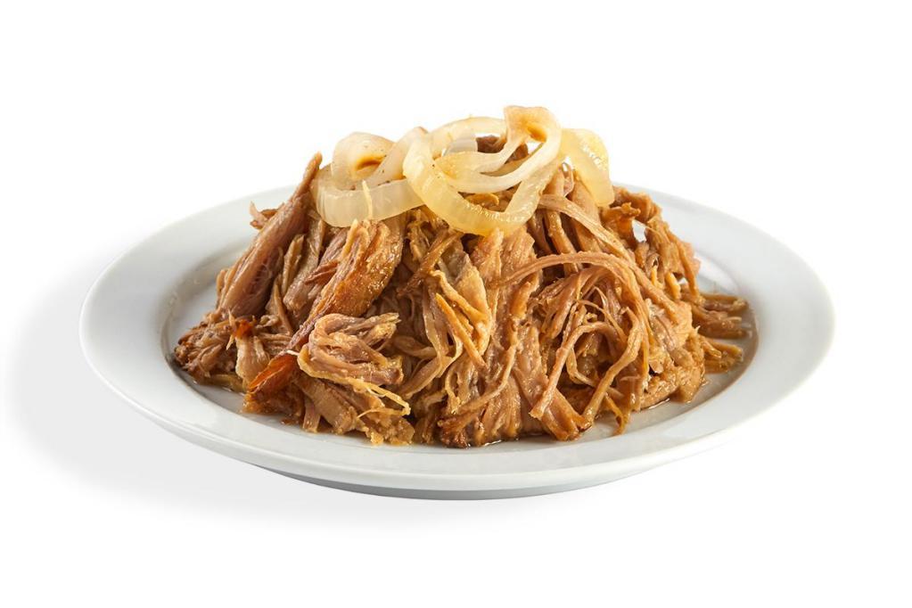 Mojo Roast Pork Entrée Only · Slow roasted in a mojo juice, our pork is a moist and tender marvel crowned with sautéed onions.