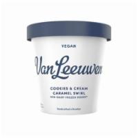 Van Leeuwen Vegan Cookies & Cream Caramel Swirl (14 oz) · Nothing makes us happier than this Vegan Cookies & Cream Caramel Swirl Ice Cream. Cream-fill...