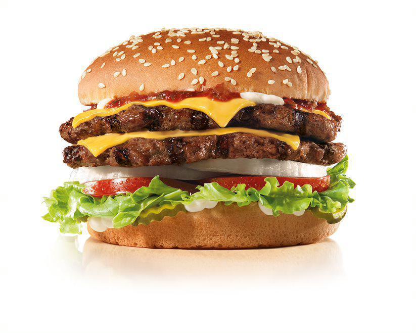 Super Star® with Cheese  · Two Charbroiled All-Beef Patties, Two Slices of American Cheese, Lettuce, Two Slices of Tomato, Sliced Onions, Dill Pickles, Special Sauce, and Mayonnaise on a seeded bun.
