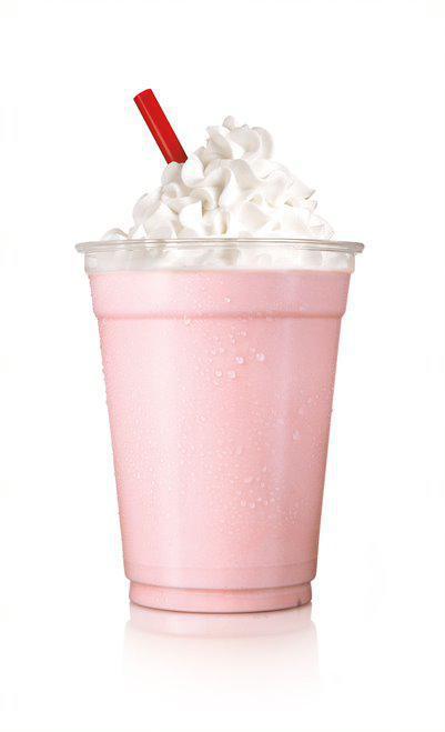 Strawberry Shake · Creamy, hand-scooped ice cream blended with real milk and topped with Whipped Topping. 