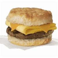 Breakfast Egg And Sausage Biscuit Sandwich · 