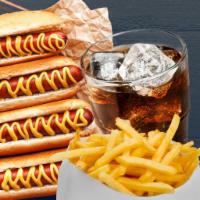 ORIGINAL SUPREME HOT DOG · 4 original hot dogs, mustard, catchup + french fries + SODA
