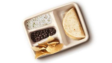 Kid's Quesadilla · With a side of rice and beans. Includes fruit or kid's chips and organic juice or milk.