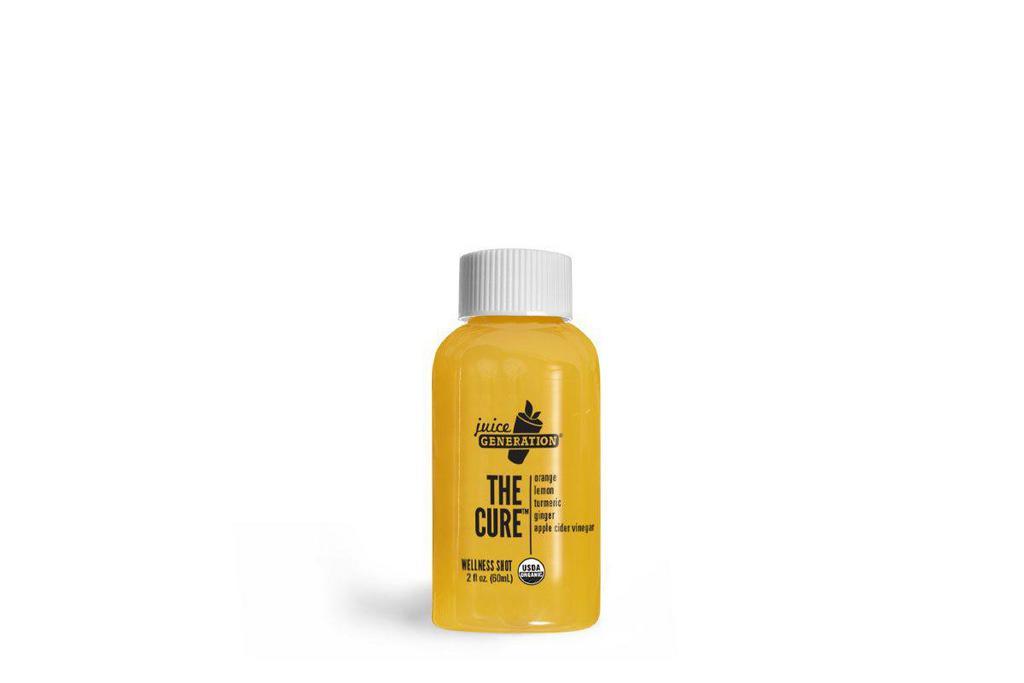 The Cure™ Shot · Orange, lemon, turmeric, ginger, apple cider vinegar, onion, horseradish, garlic, habanero pepper, black pepper

2 oz · Cold Pressed Shot