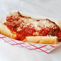 Mama's Meatball Sandwich · 3 of Rosie's juicy meatballs topped with freshly-sliced Italian provolone cheese and house m...