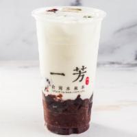 Sweet Red Bean Black Tea Latte 紅豆鮮奶茶 · A Traditional dessert like sweet Wan Dan red bean from Taiwan served with rich organic whole...