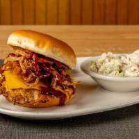 Smokin' Chicken Sandwich · BBQ sauce, Monterey cheddar, bacon, and onions.