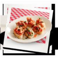 Bruschetta · Fresh pieces of Italian bread toasted with fresh garlic, tomato, basil and a touch of olive ...