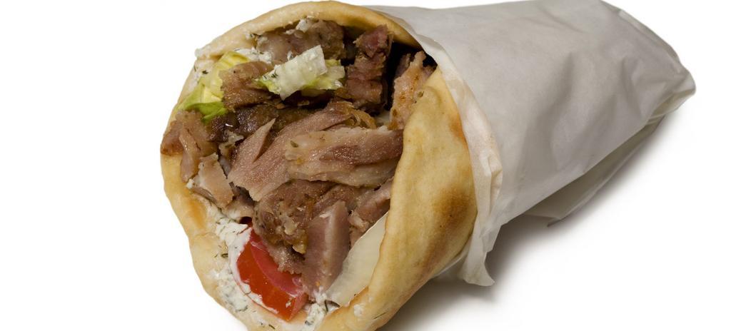 H5. Lamb Gyro Lunch · Seasoned Halal Lamb served in a gyro bread with lettuce tomatoes and white & hot sauces. 