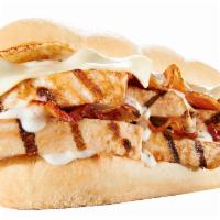 Chicken Bacon and Ranch Sandwich · ALL NATURAL CHICKEN, bacon, ranch, & Swiss American cheese.
7