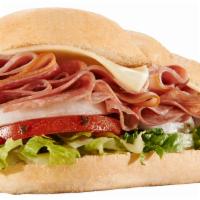 Original Italian · Italian luncheon meat, salami, smoked ham, Swiss American cheese, lettuce, tomato, onion & h...