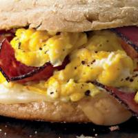 8. Pastrami and eggs breakfast sandwich  · 
