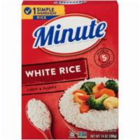 Minute Rice 14oz · White rice with a light, fluffy texture. Ready in 5 minutes for a quick satisfying meal.